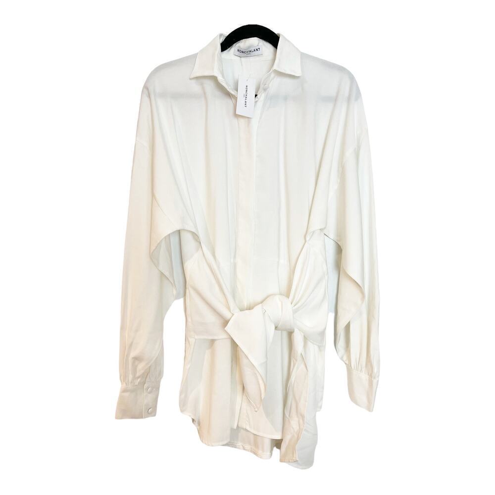 NONCHALANT Lable Dafne Tie Front Dress Off White Women's Size S NWT - Picture 4 of 10
